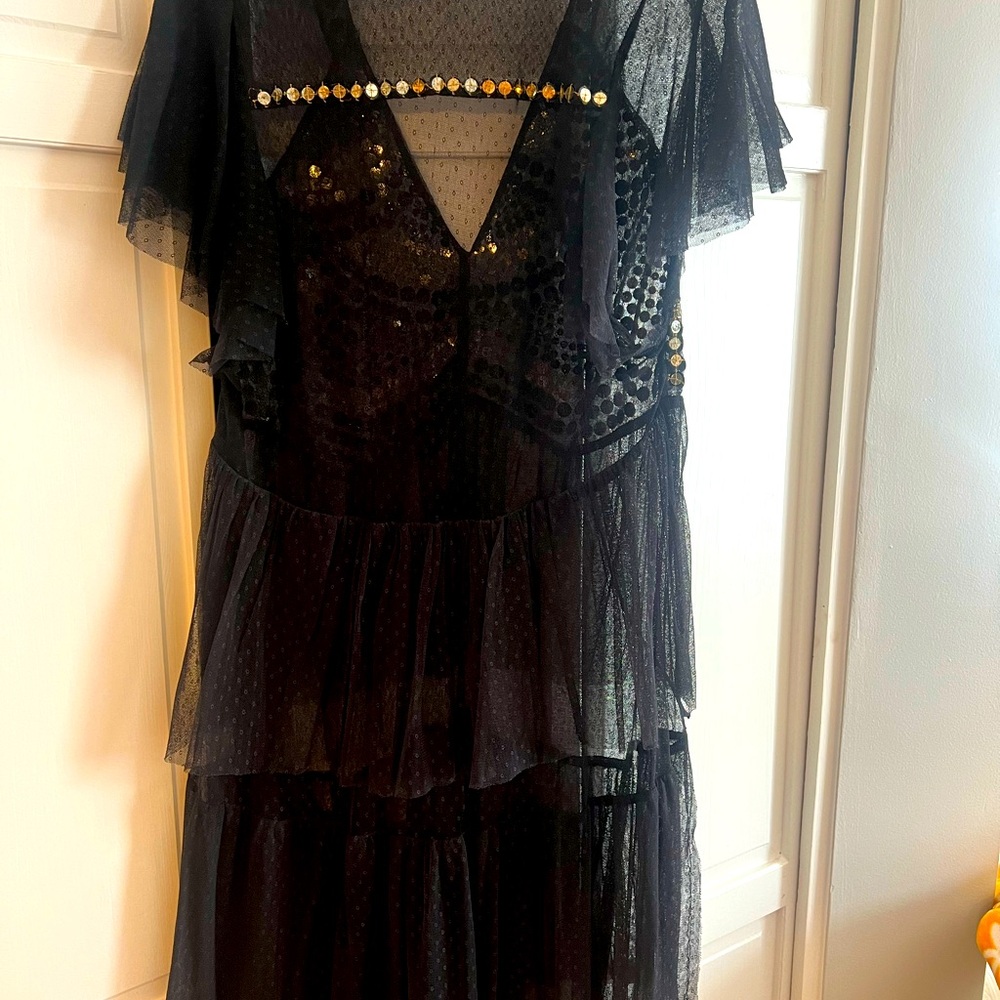Free People Sequin Embellished Dress Size Medium Black - Picture 4 of 4